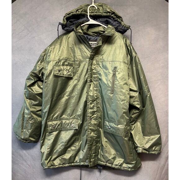 Mossi Racing Parka Jacket Hooded Quilted Shiny Full Zip Winter Athletic Perform - Picture 1 of 15